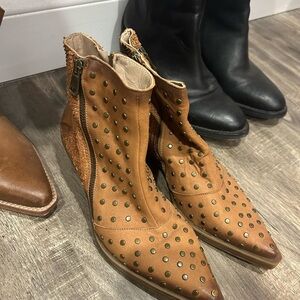 Vivian Studded Brown Ankle Booties